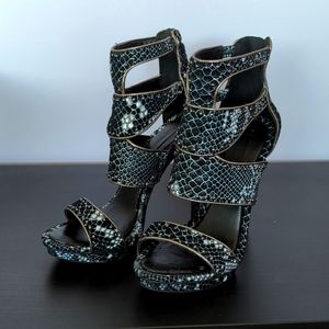 BCBG MaxAzria Faux snake skin Studded Sandals